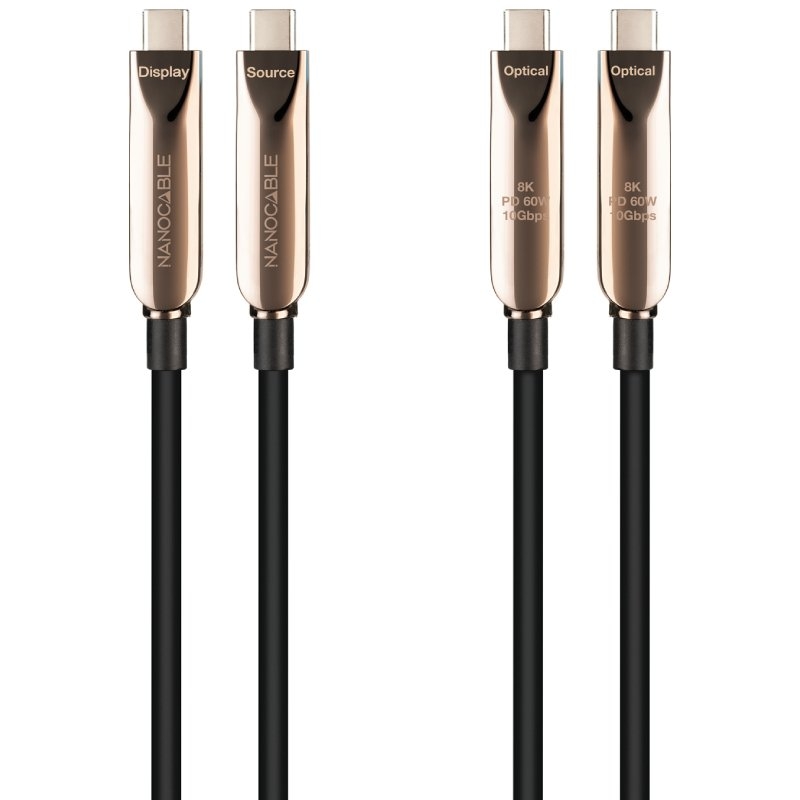 Cable USB 3.2 Tipo-C AOC Nanocable 10.01.4615/ USB Tipo-C Macho - USB Tipo-C Macho/ Hasta 60W/ 10Gbps/ 15m/ Negro