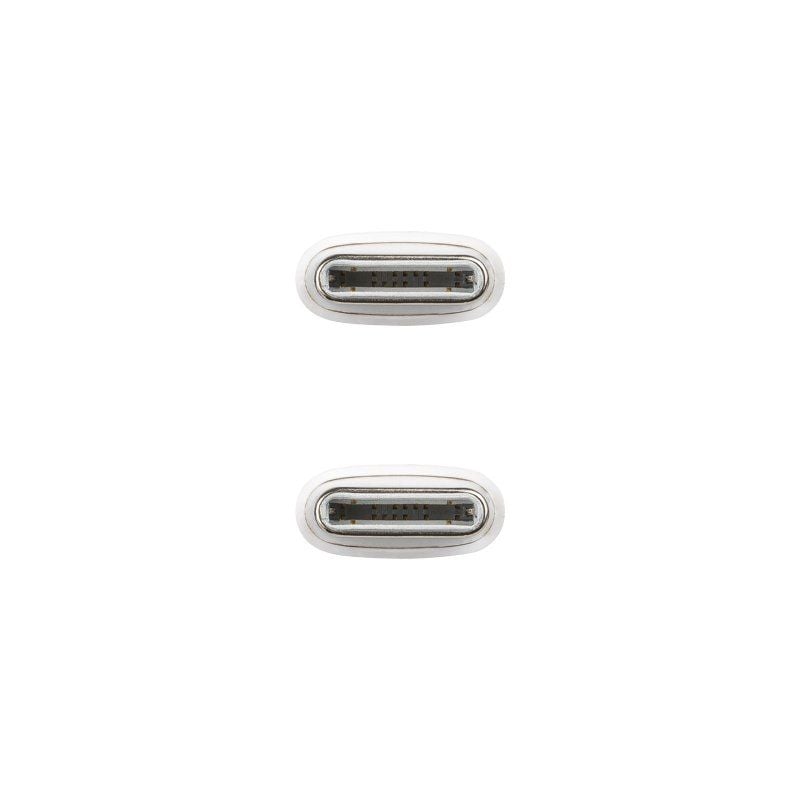 Cable USB 2.0 Tipo-C Nanocable 10.01.6002-CO/ USB Tipo-C Macho - USB Tipo-C Macho/ Hasta 60W/ 480Mbps/ 2m/ Blanco
