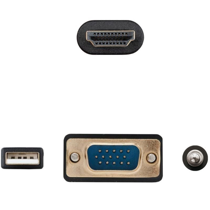 Cable Conversor Nanocable 10.15.4612/ HDMI Macho - VGA Macho/ Jack 3.5 Macho/ USB Macho/ 1.8m/ Negro