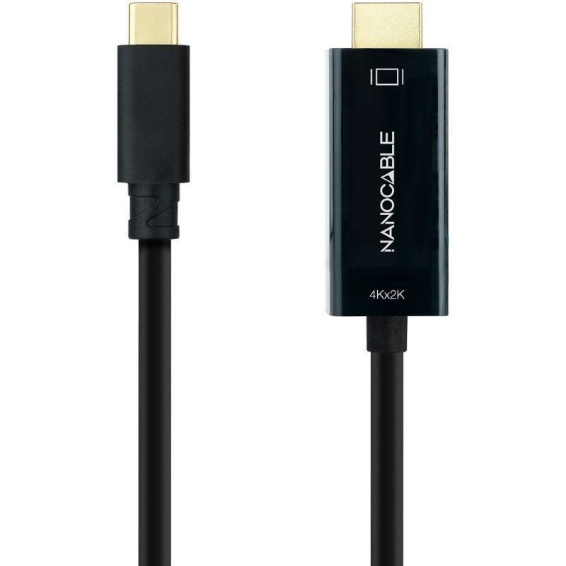 Cable Conversor Nanocable 10.15.5135/ USB Tipo-C Macho - HDMI Macho/ 5m/ Negro