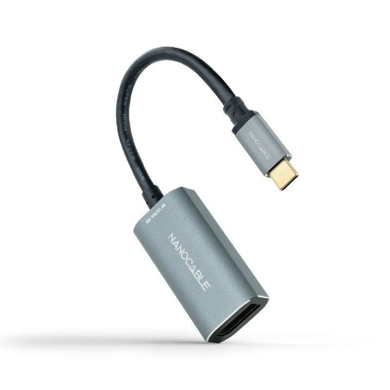 Conversor Nanocable 10.16.4104-G/ USB Tipo-C Macho - DisplayPort Hembra/ 15cm/ Gris