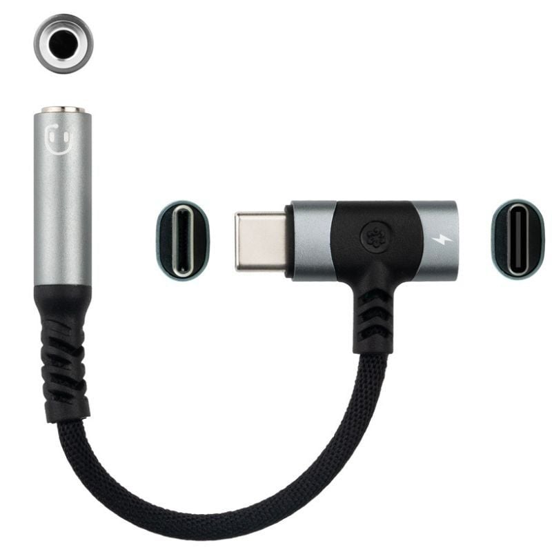Cable Conversor Audio Nanocable 10.24.1207/ USB Tipo-C Macho - Jack 3.5/ USB Tipo-C Hembra/ 10cm/ Negro