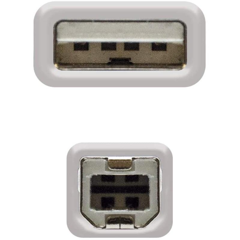 Cable USB 2.0 Impresora Nanocable 10.01.0103/ USB Tipo-B Macho - USB Macho/ 1.8m/ Beige