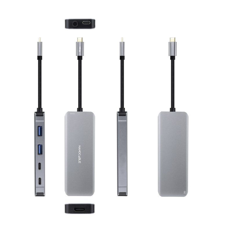 Docking Tipo-C Nanocable 10.16.1006/ 2xUSB/ 1xHDMI 4K/ 2xUSB Tipo-C/ 1xUSB Tipo-C PD/ Gris