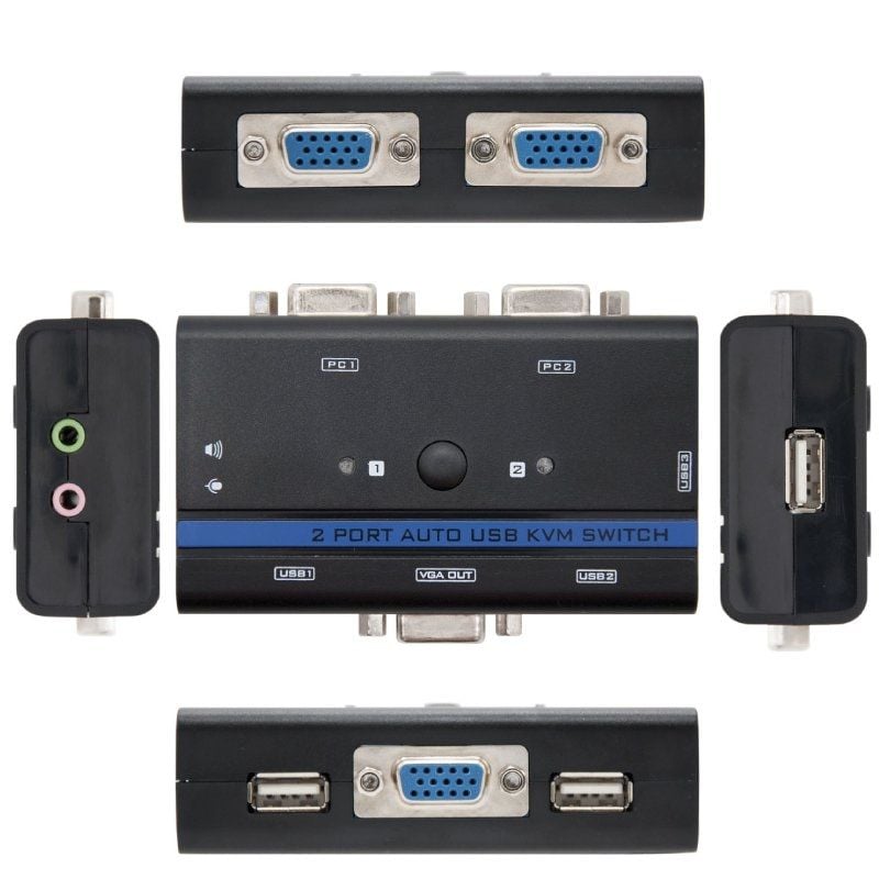 KVM Switch Nanocable 10.12.0001/ PC - CPU: 2 VGA + 2 USB + 4 JACK 3.5 / CONSOLA: 2 USB + VGA + 2 JACK 2.5/ 1.4m