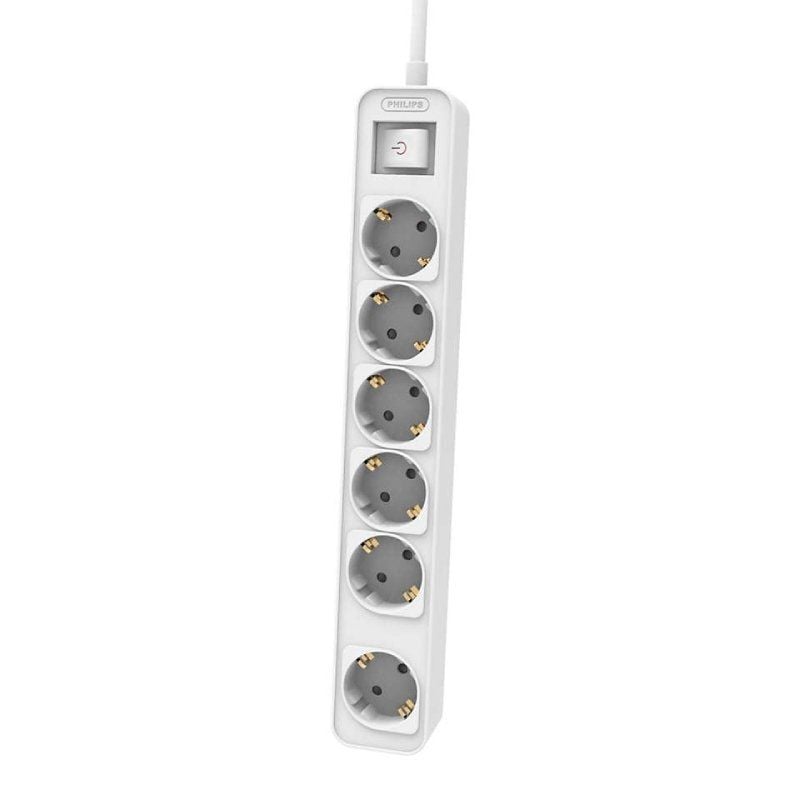 Regleta de enchufes 6 schuko 16A 250V blanca con interruptor y cable de  1.5m - Todo SAI