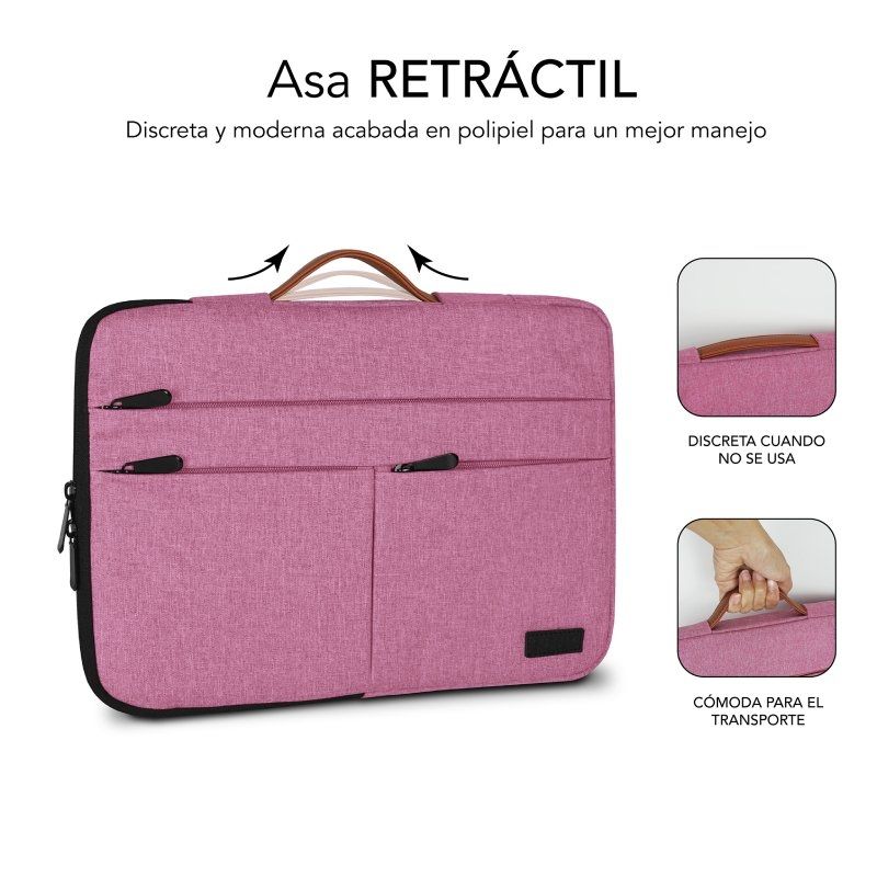 Funda Subblim Air Padding 360 Sleeve para Portátiles hasta 14"/ Rosa