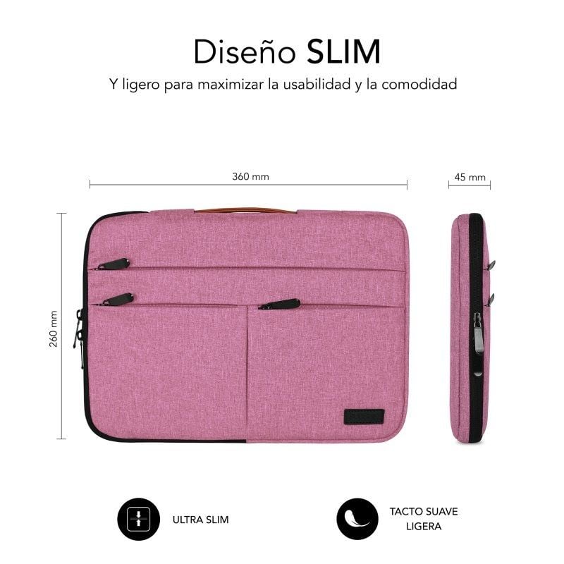 Funda Subblim Air Padding 360 Sleeve para Portátiles hasta 14"/ Rosa