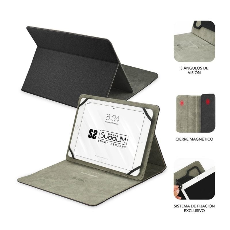 Funda Subblim Clever Stand para Tablets de 9.6"-11"/ Negra