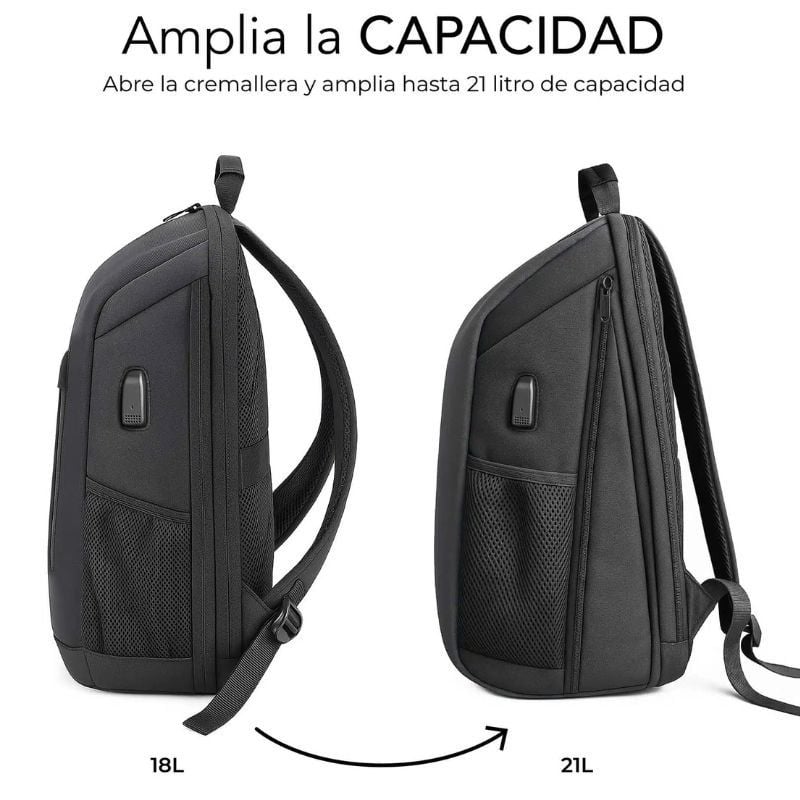 Mochila Subblim Xpand Air Padding Backpack para Portátiles hasta 15.6"/ 21L/ Puerto USB/ Negro