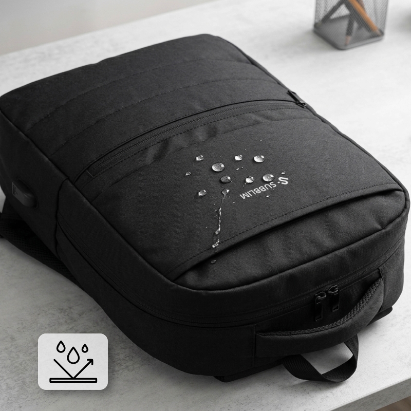 Mochila Subblim Compact Backpack 15L para Portátiles hasta 15.6"/ Repelente al agua/ Cinta para Trolley/ Negra