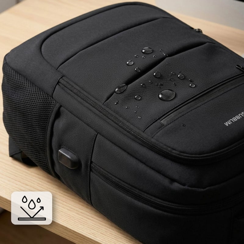 Mochila Subblim City Plus 26L Backpack para Portátiles hasta 16"/ Puerto USB/ Repelente al agua/ Reflectante/ Cinta para Trolley/ Negra
