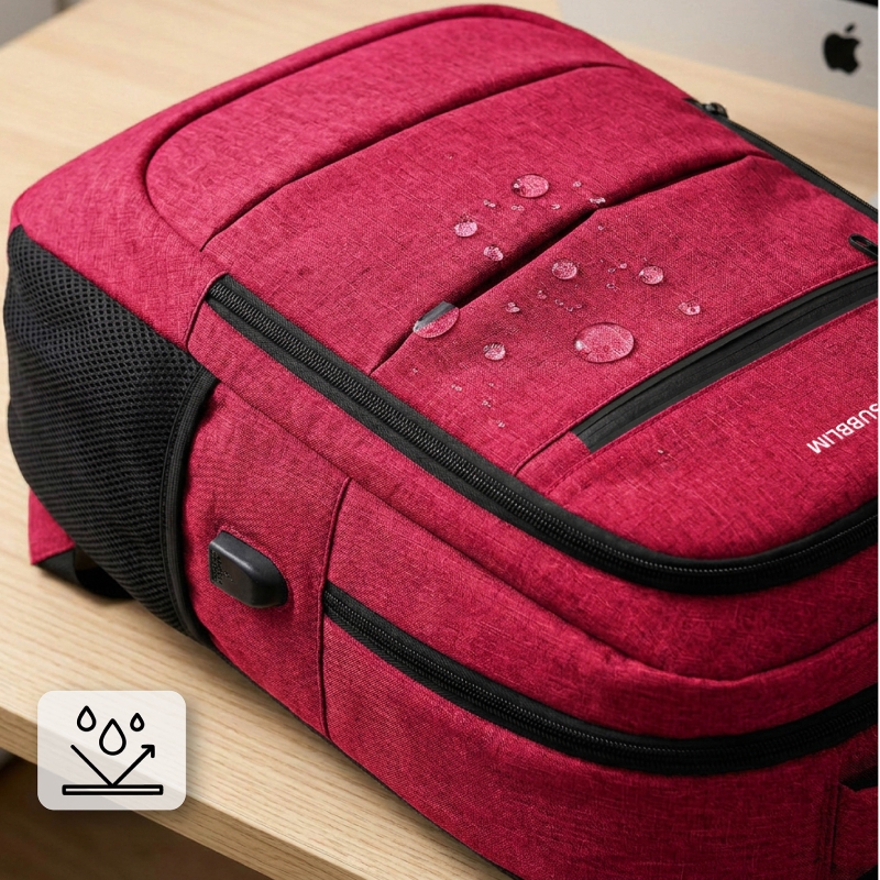 Mochila Subblim City Plus 26L Backpack para Portátiles hasta 15.6"/ Puerto USB/ Repelente al agua/ Reflectante/ Cinta para Trolley/ Roja