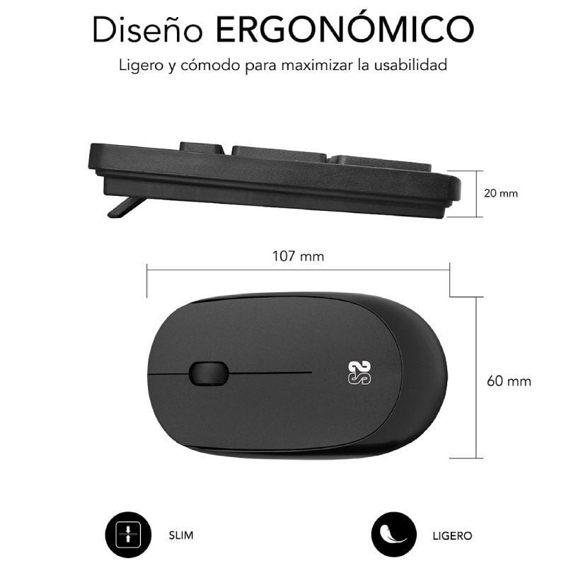 Teclado y Ratón Inalámbrico Subblim Combo Business Slim CSSW10