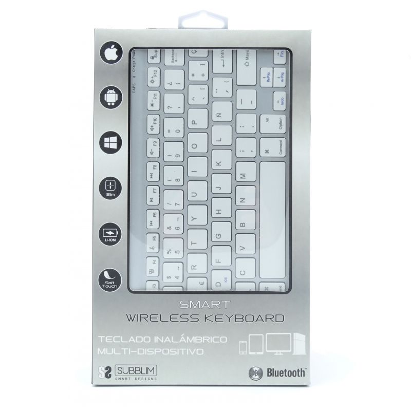 Teclado Compacto Inalámbrico Subblim Smart/ Plata