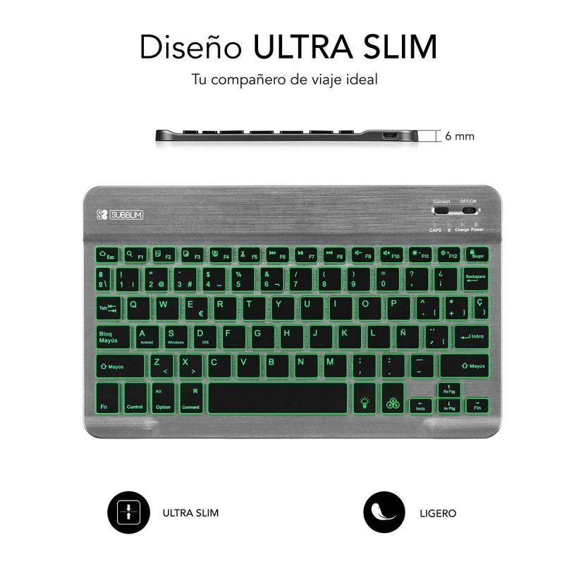 Teclado Compacto Inalámbrico Subblim Smart Backlit/ Gris