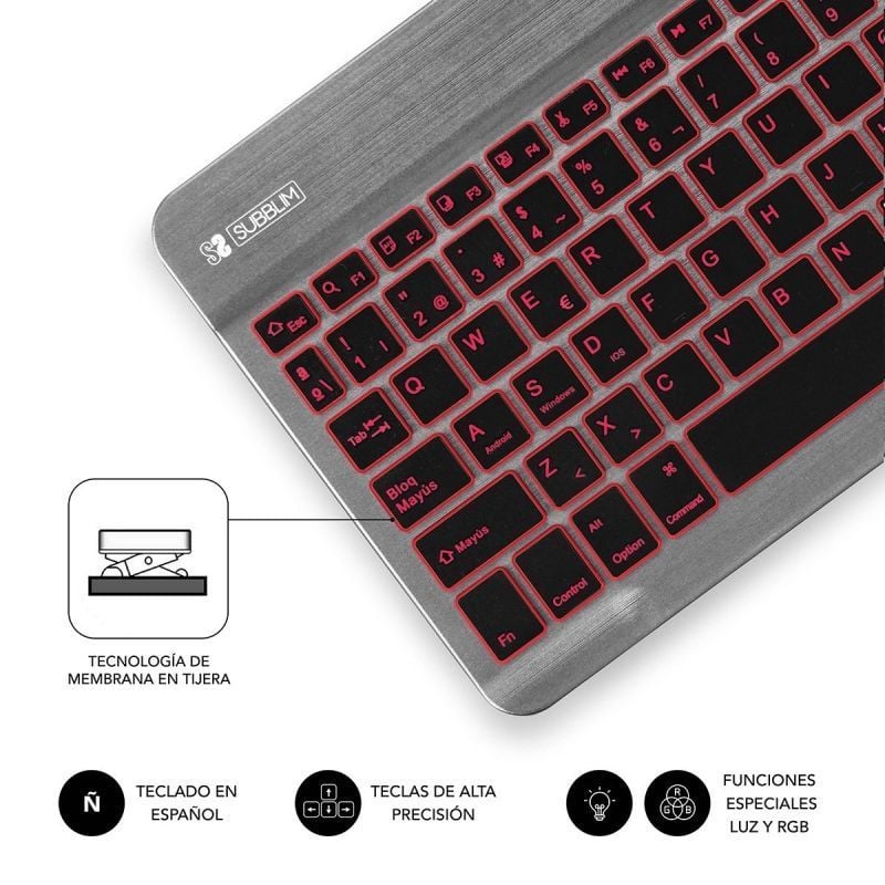 Teclado Compacto Inalámbrico Subblim Smart Backlit/ Gris