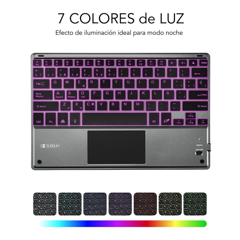 Teclado Compacto Inalámbrico Subblim Touchpad Smart Blacklit/ Gris