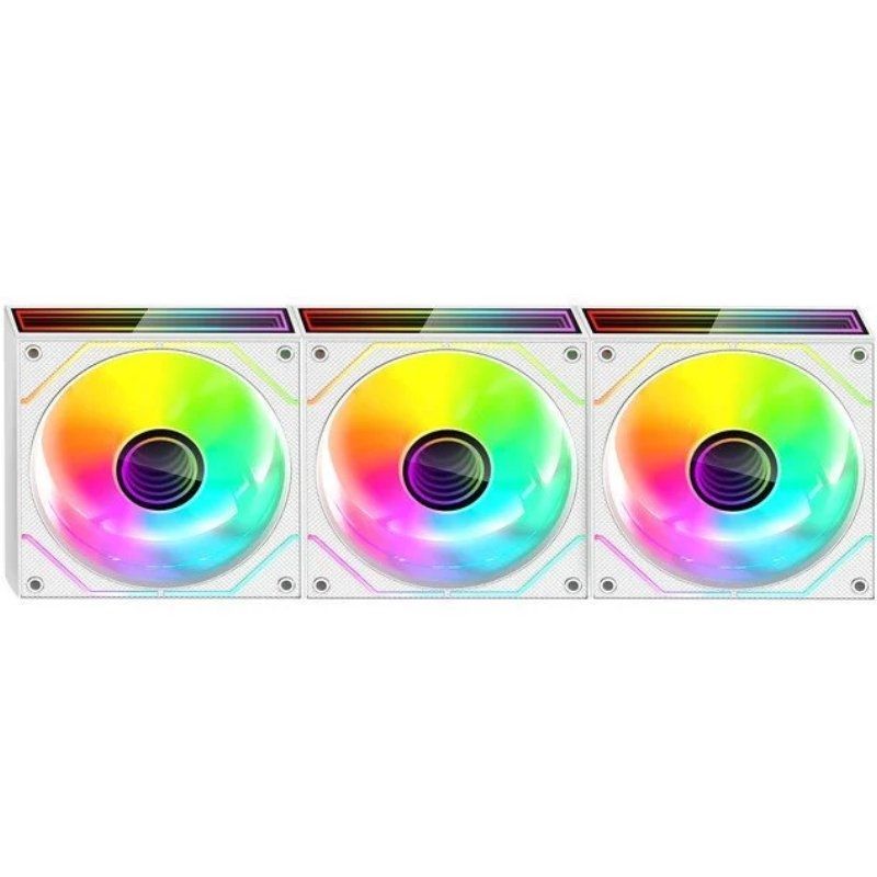 Pack 3 Ventiladores Mars Gaming MF-3DPROKIT/ 12cm + HUB + Mando a Distancia/ ARGB/ Blanco