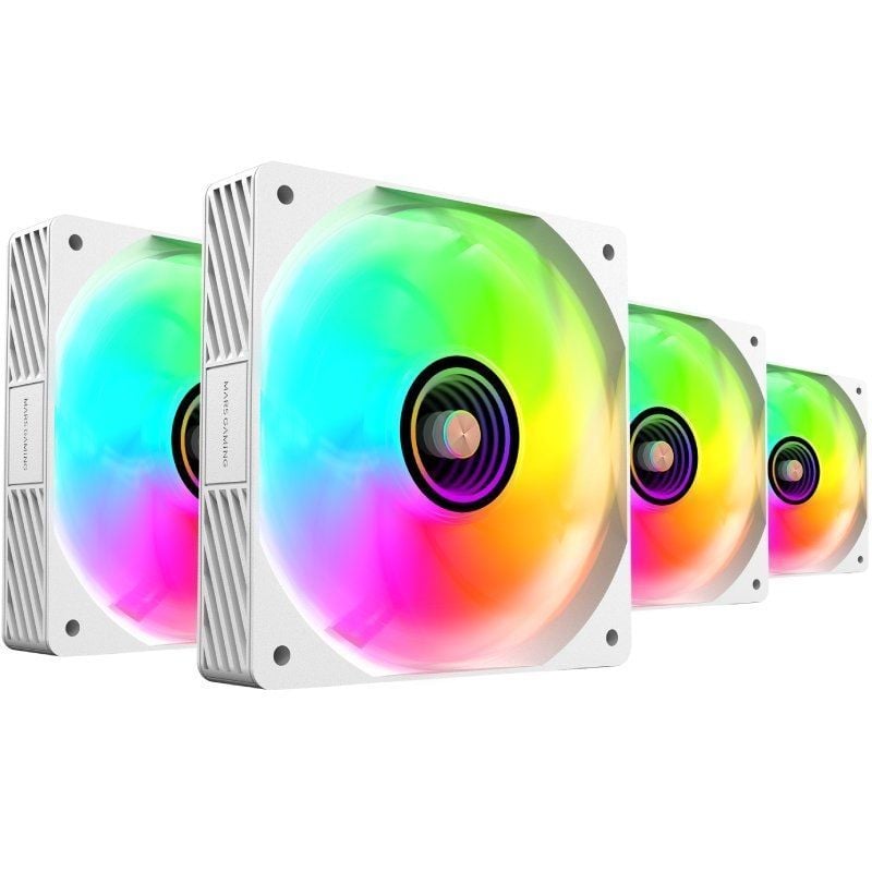 Pack 4 Ventiladores Mars Gaming MF-SI4KIT/ 12cm + HUB + Mando a Distancia/ ARGB/ Blancos