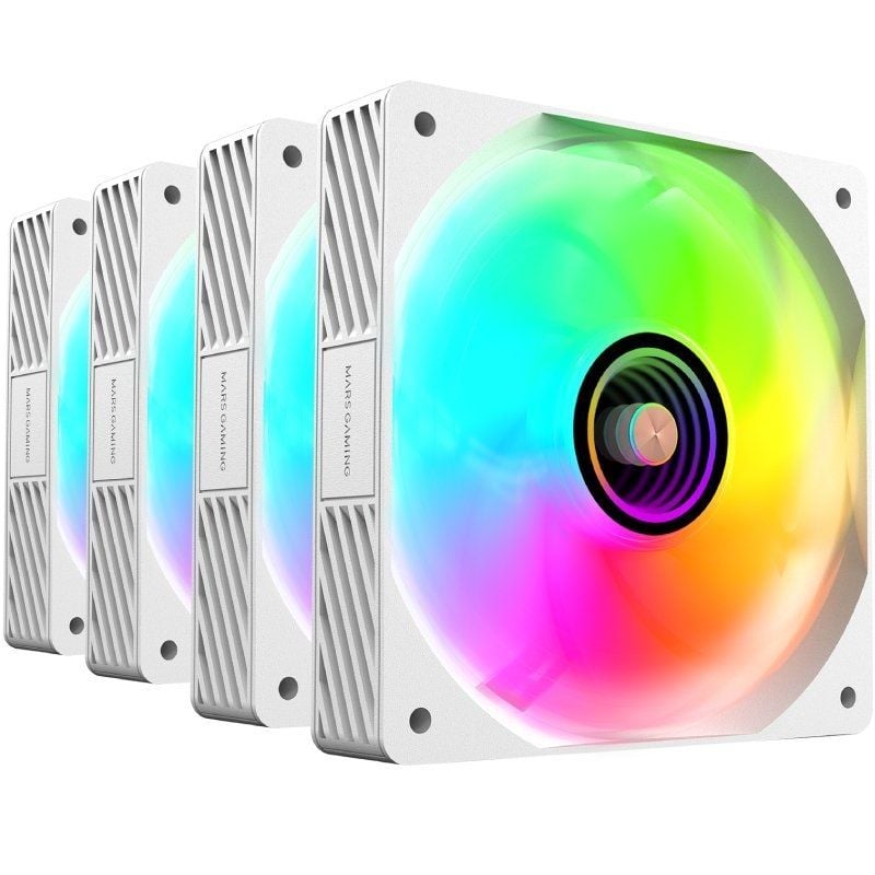 Pack 4 Ventiladores Mars Gaming MF-SI4KIT/ 12cm + HUB + Mando a Distancia/ ARGB/ Blancos