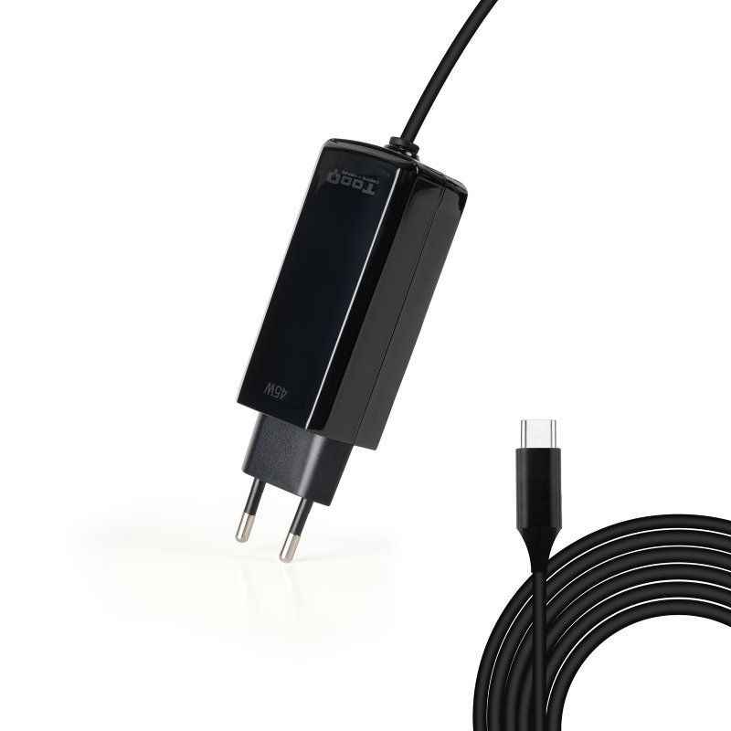 Cargador de Portátil GaN TooQ TQLC-USBCGAN45PD-C USB Tipo-C/ 45W/ Automático/ Voltaje 5-20V