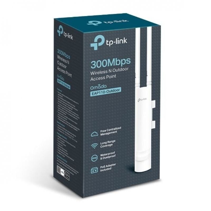 Punto de Acceso Inalámbrico TP-Link Omada EAP110-Outdoor PoE 300Mbps/ 2.4GHz/ Antenas de 5dBi/ WiFi 802.11n/b/g