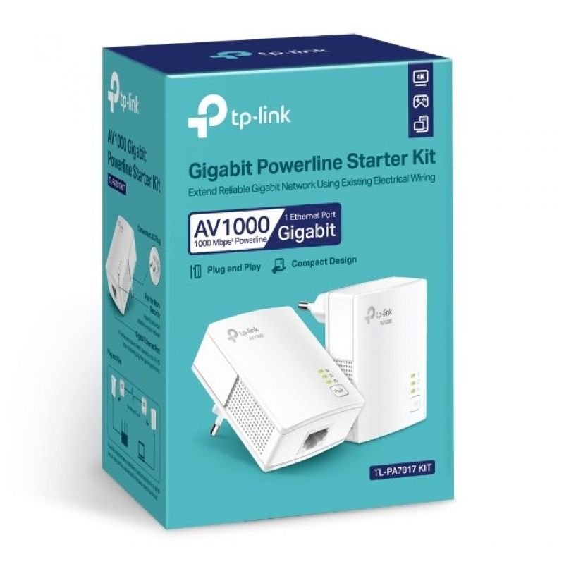 Adaptador Powerline TP-Link TL-PA7017 KIT 1000Mbps/ Alcance 300m/ Pack de 2