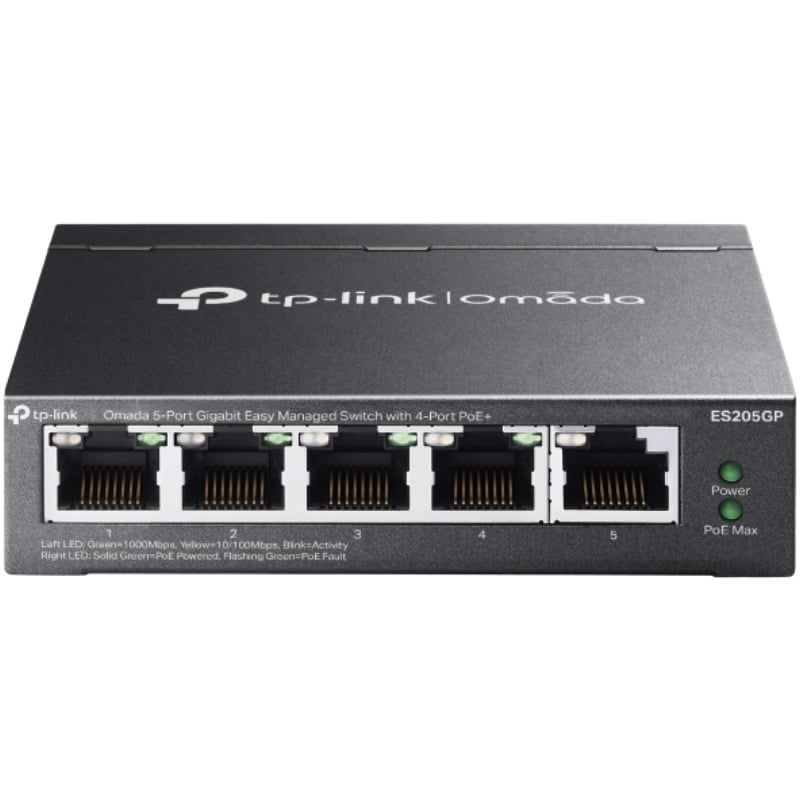 Switch TP-Link Omada ES205GP 5 Puertos/ RJ-45 10/100/1000/ PoE+ Switch TP-Link Omada ES205GP 5 Puertos/ RJ-45 10/100/1000/ PoE+