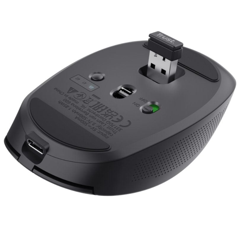 Ratón Inalámbrico Trust Ozaa Compact Wireless/ Batería recargable/ Hasta 3200 DPI/ Negro
