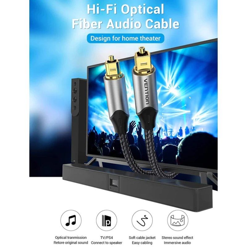 Cable de Audio de Fibra óptica Vention BAVHF/ 1m/ Gris