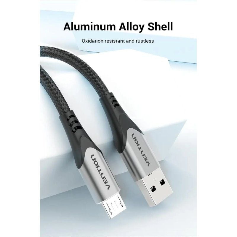 Cable USB 2.0 Vention COAHG/ USB Macho - MicroUSB Macho/ 480Mbps/ 1.5m/ Gris