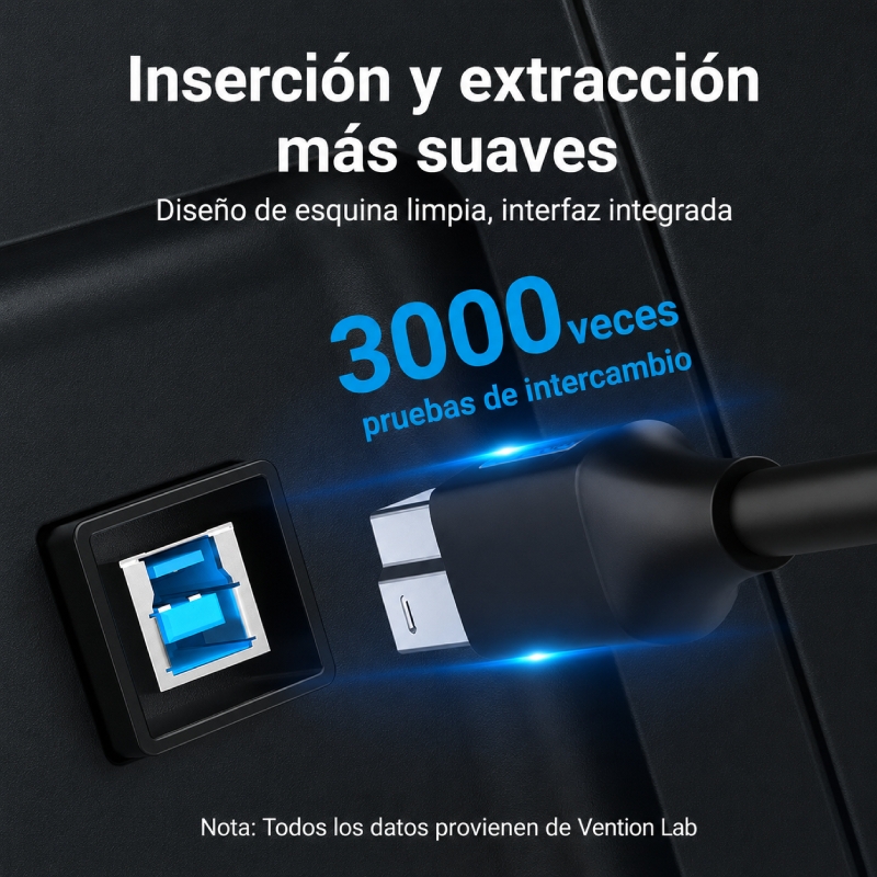 Cable USB 3.0 Impresora Vention COOBF/ USB Tipo-B Macho - USB Macho/ 5Gbps/ 1m/ Negro