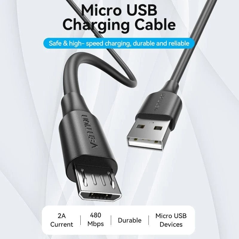 Cable USB 2.0 Vention CTIBG/ USB Macho - MicroUSB Macho/ Hasta 60W/ 480Mbps/ 1.5m/ Negro
