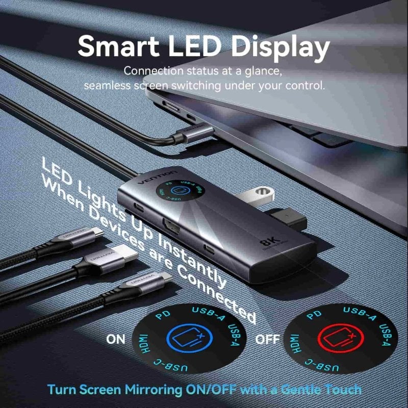 Docking USB Tipo-C Vention TQXHB/ 2xUSB/ 1xUSB Tipo-C/ 1xHDMI/ 1xUSB Tipo-C PD/ Gris