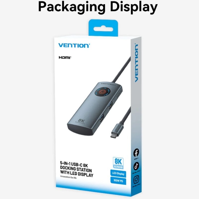 Docking USB Tipo-C Vention TQXHB/ 2xUSB/ 1xUSB Tipo-C/ 1xHDMI/ 1xUSB Tipo-C PD/ Gris