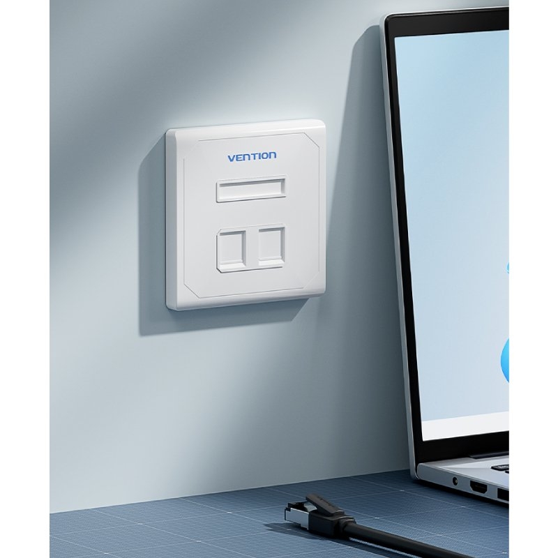 Placa de Pared Keystock Vention IFEW0/ 2 Puertos RJ45