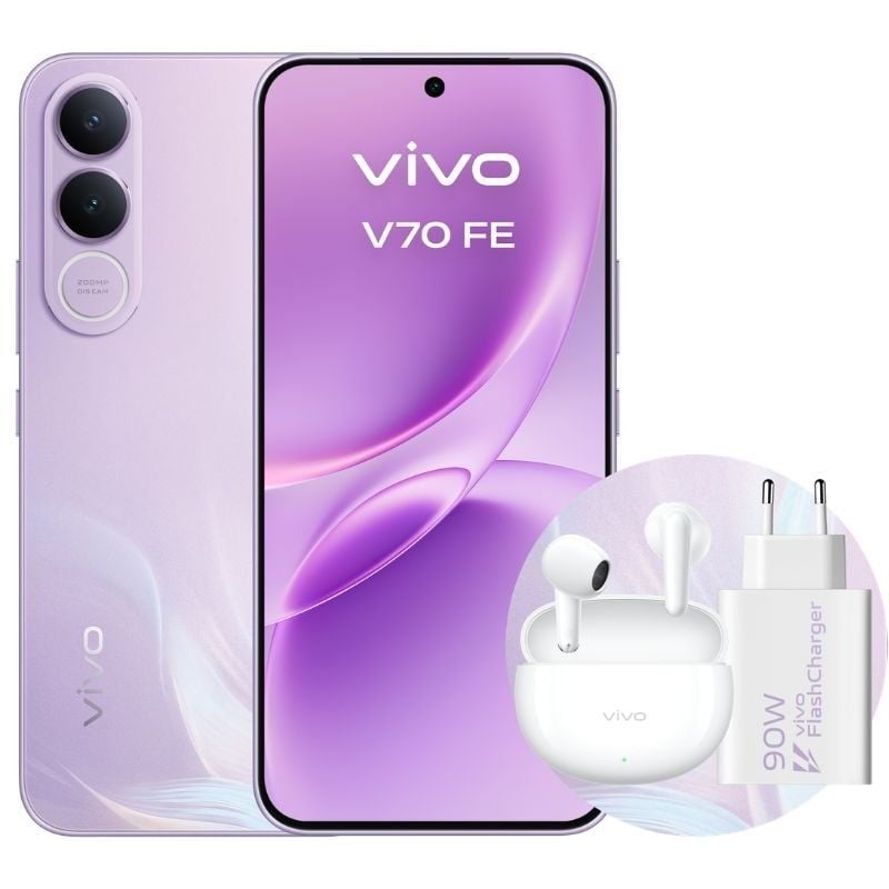 Smartphone Vivo V70 FE 8GB/ 256GB/ 6.83"/ 5G/ Púrpura/ Incluye Cargador + Auriculares